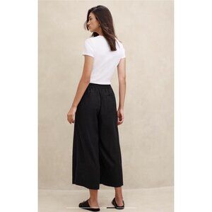 Banana Republic XL (Actual 40x24) Lined Blend Wide Leg Crop Black Pants NWT